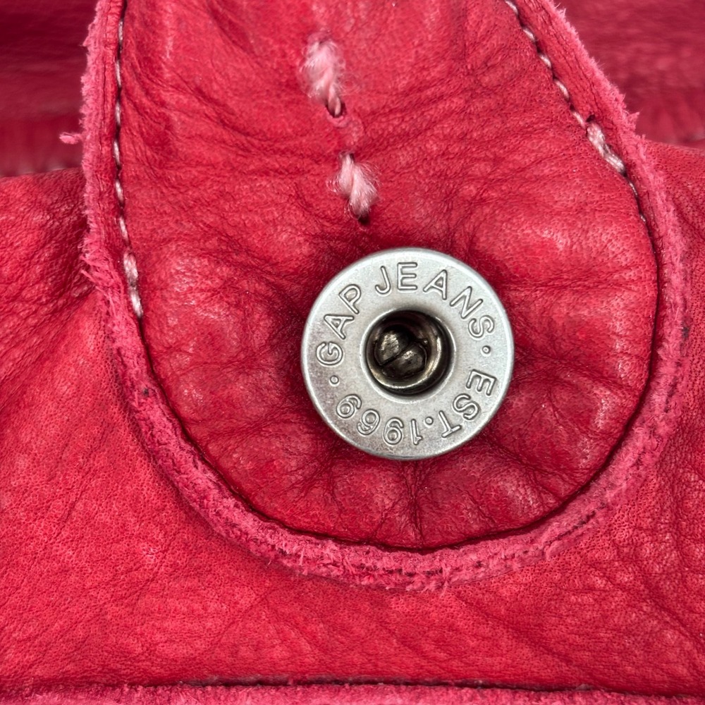 GAP Vintage 100% Cow Leather Multi-Pocket Shoulder Satchel Bag Red NWT - Picture 9 of 13
